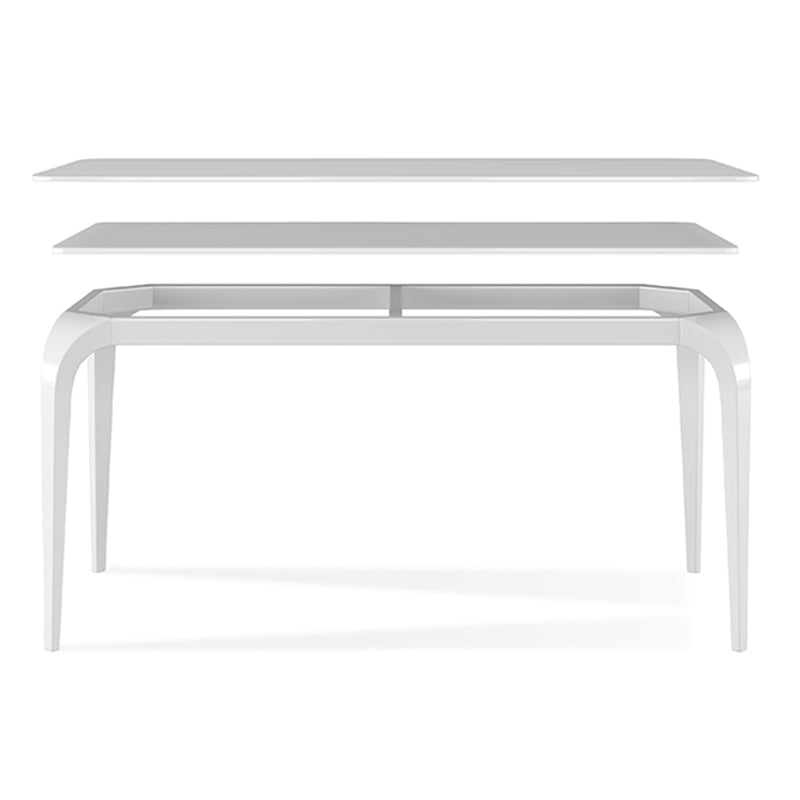 Contemporary White Rectangle Stone Dining Table with 4 Steel Foot