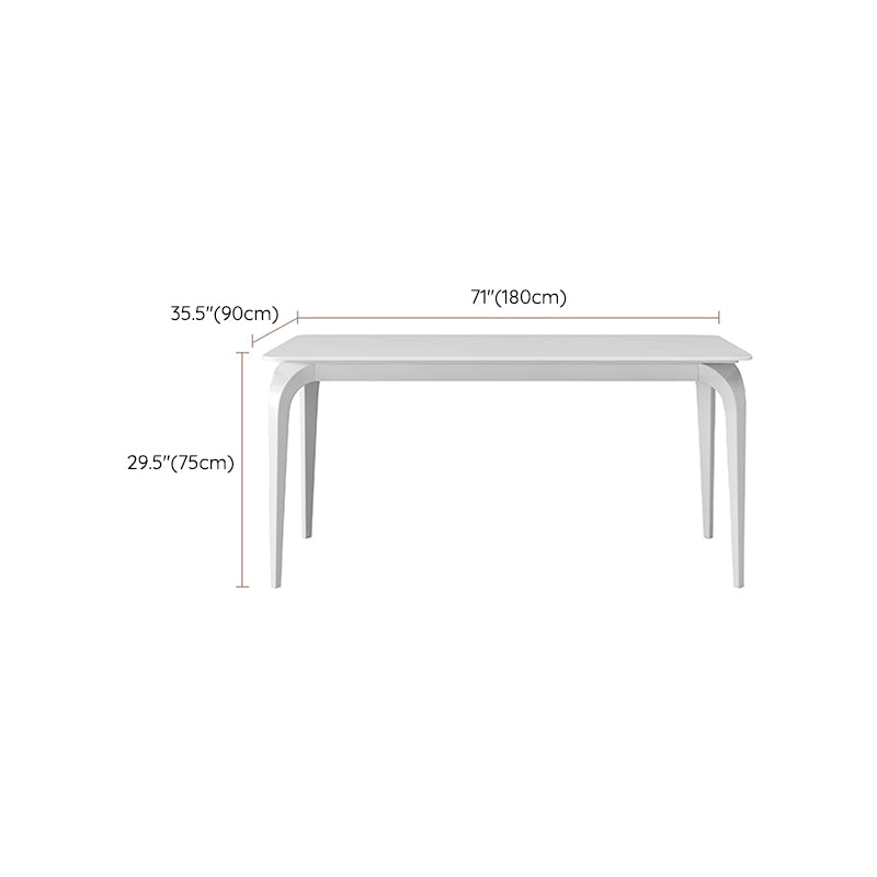 Contemporary White Rectangle Stone Dining Table with 4 Steel Foot