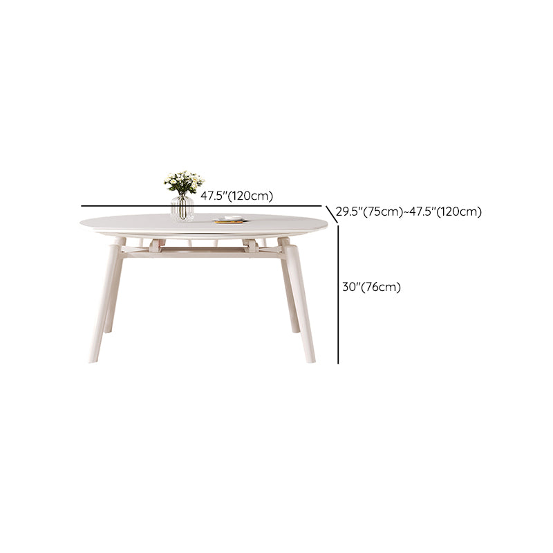Contemporary Round Extendable Stone Dining Table with Wooden Legs
