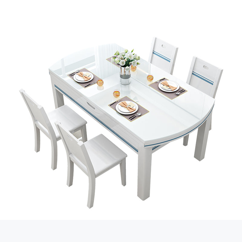 1/5/7 Piece Dining Room Table and Chair Set in White, Contemporary