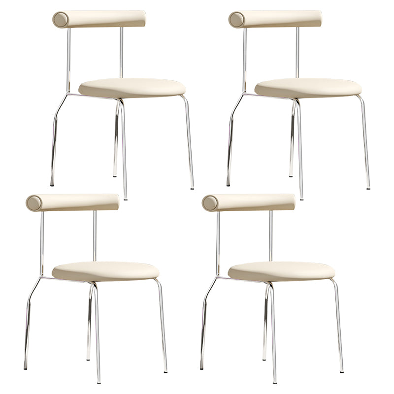 Open Back Silver Leg Contemporary Upholstered Dining Room Chair