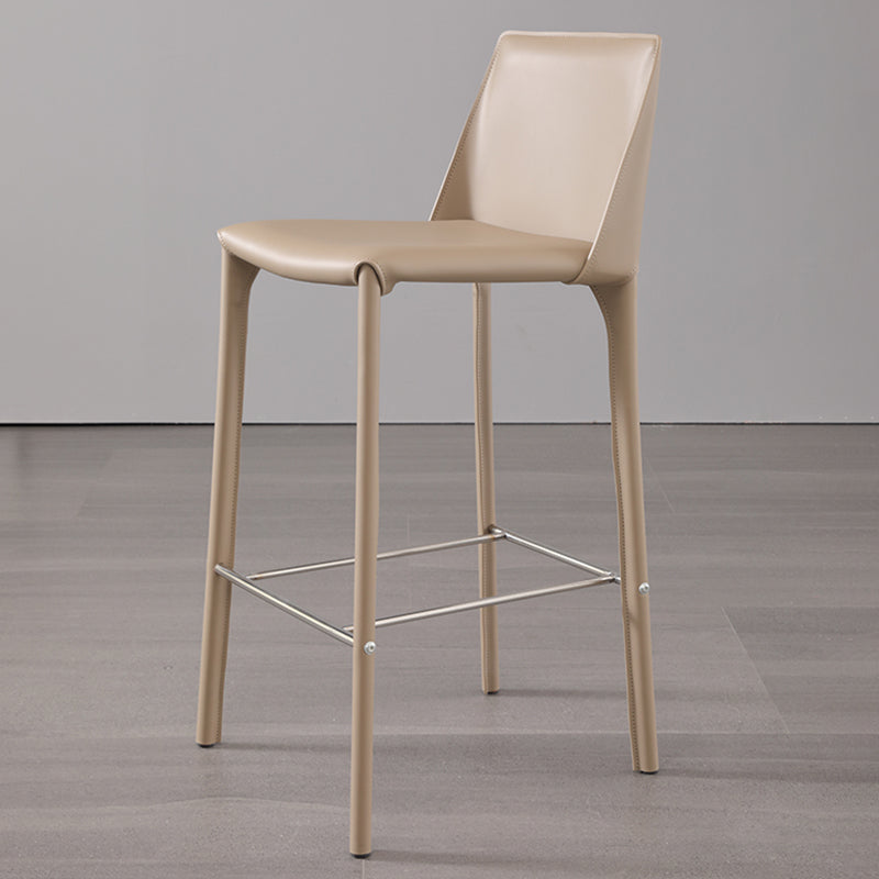 Contemporary 39" Height Backrest Counter High Stool with Leather Cushion