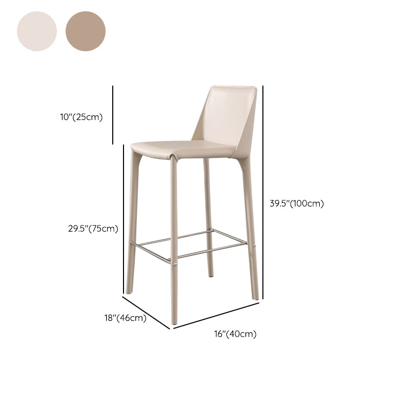 Contemporary 39" Height Backrest Counter High Stool with Leather Cushion