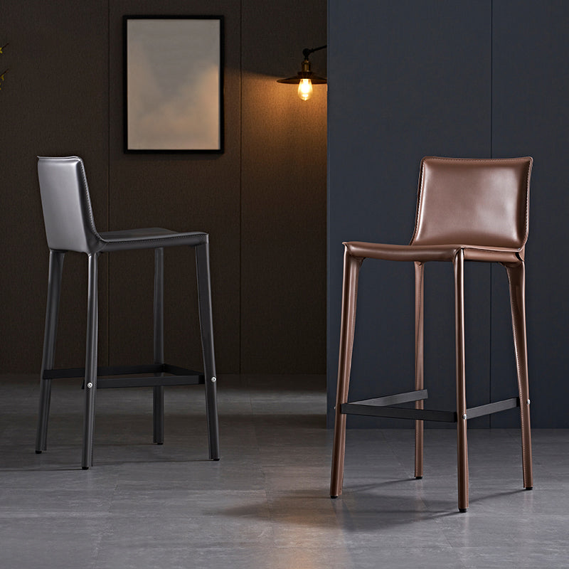 Industrial 39" Height Backrest Counter Stool with Leather Cushion