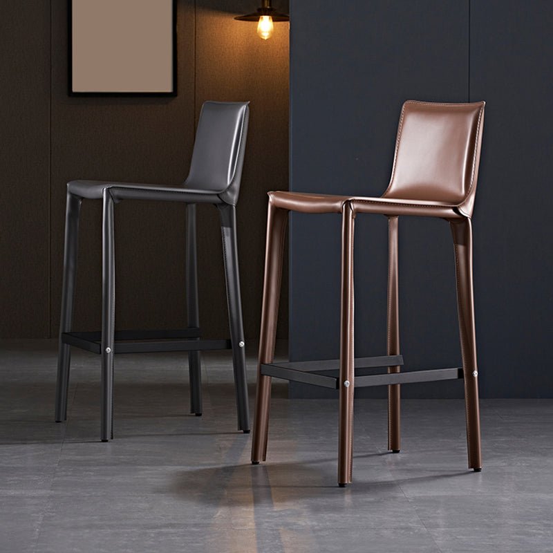 Industrial 39" Height Backrest Counter Stool with Leather Cushion