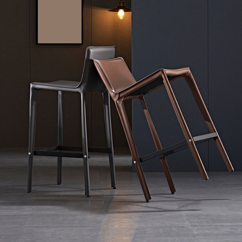 Industrial 39" Height Backrest Counter Stool with Leather Cushion