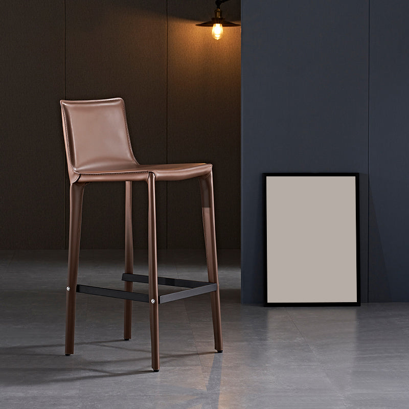 Industrial 39" Height Backrest Counter Stool with Leather Cushion