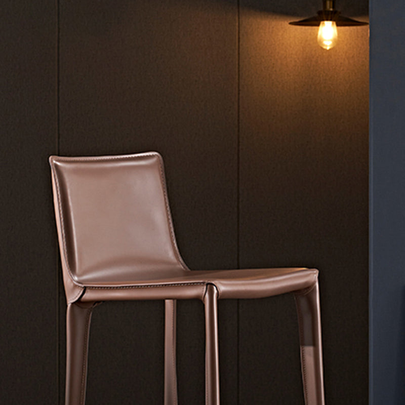 Industrial 39" Height Backrest Counter Stool with Leather Cushion