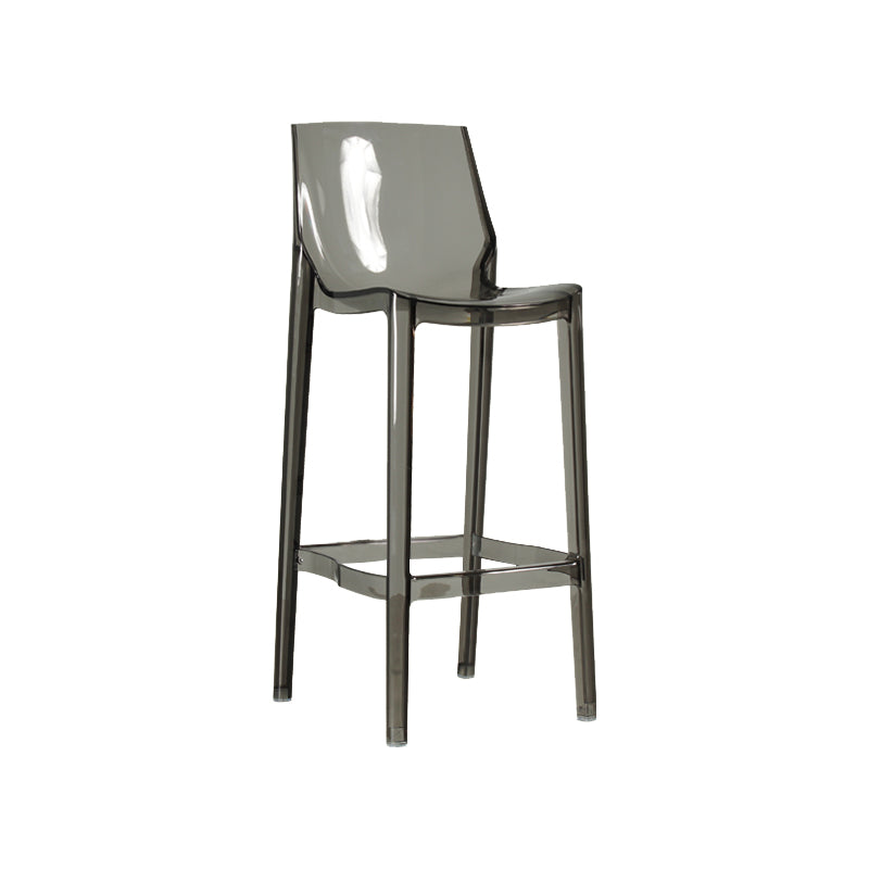 Contemporary Acrylic Backrest Counter High Stool with 4 Legs