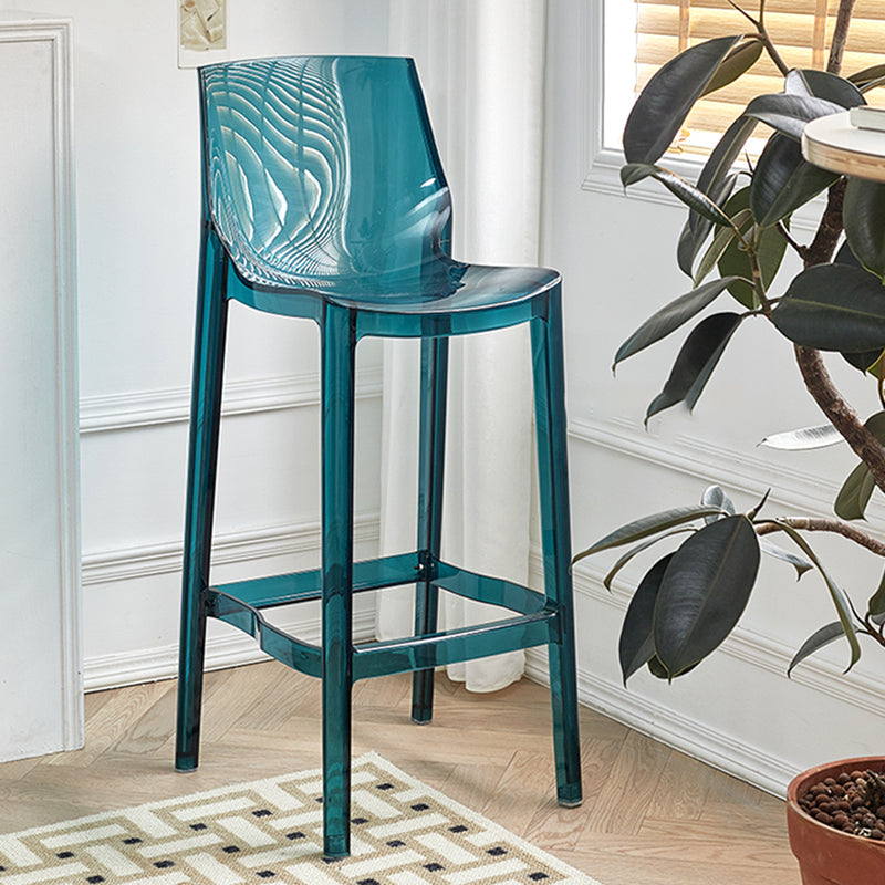 Contemporary Acrylic Backrest Counter High Stool with 4 Legs
