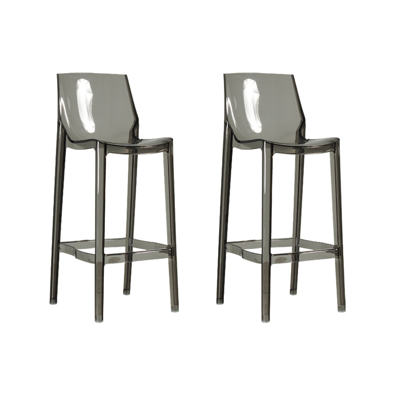 Contemporary Acrylic Backrest Counter High Stool with 4 Legs