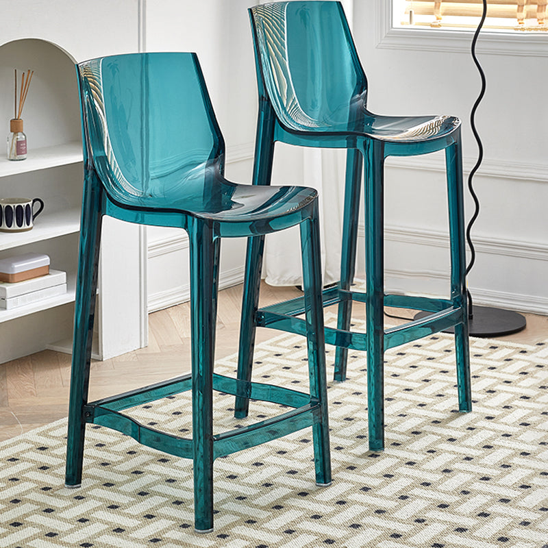 Contemporary Acrylic Backrest Counter High Stool with 4 Legs
