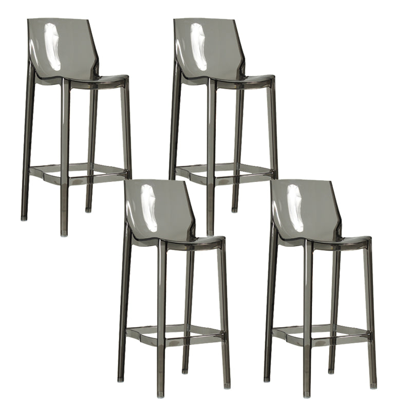 Contemporary Acrylic Backrest Counter High Stool with 4 Legs