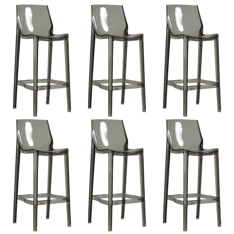 Contemporary Acrylic Backrest Counter High Stool with 4 Legs
