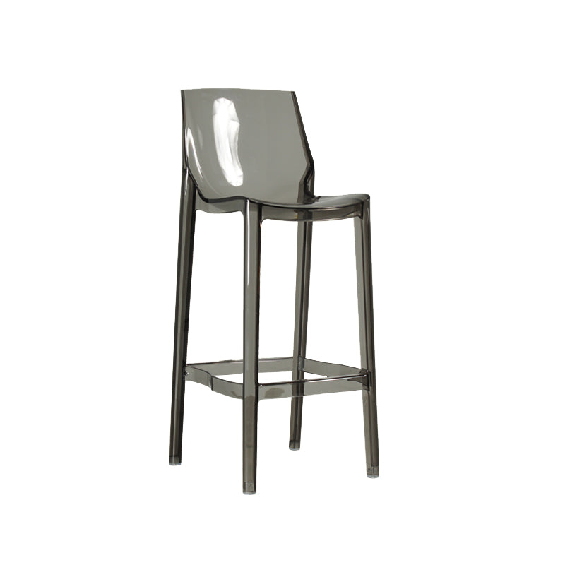 Contemporary Acrylic Backrest Counter High Stool with 4 Legs