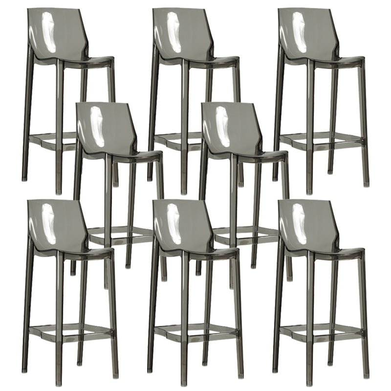 Contemporary Acrylic Backrest Counter High Stool with 4 Legs