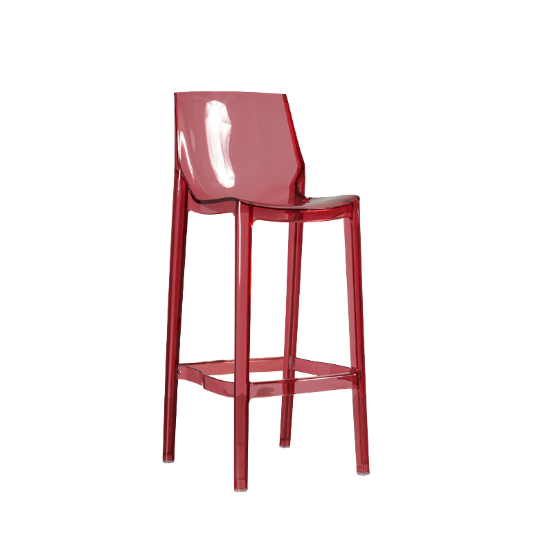 Contemporary Acrylic Backrest Counter High Stool with 4 Legs