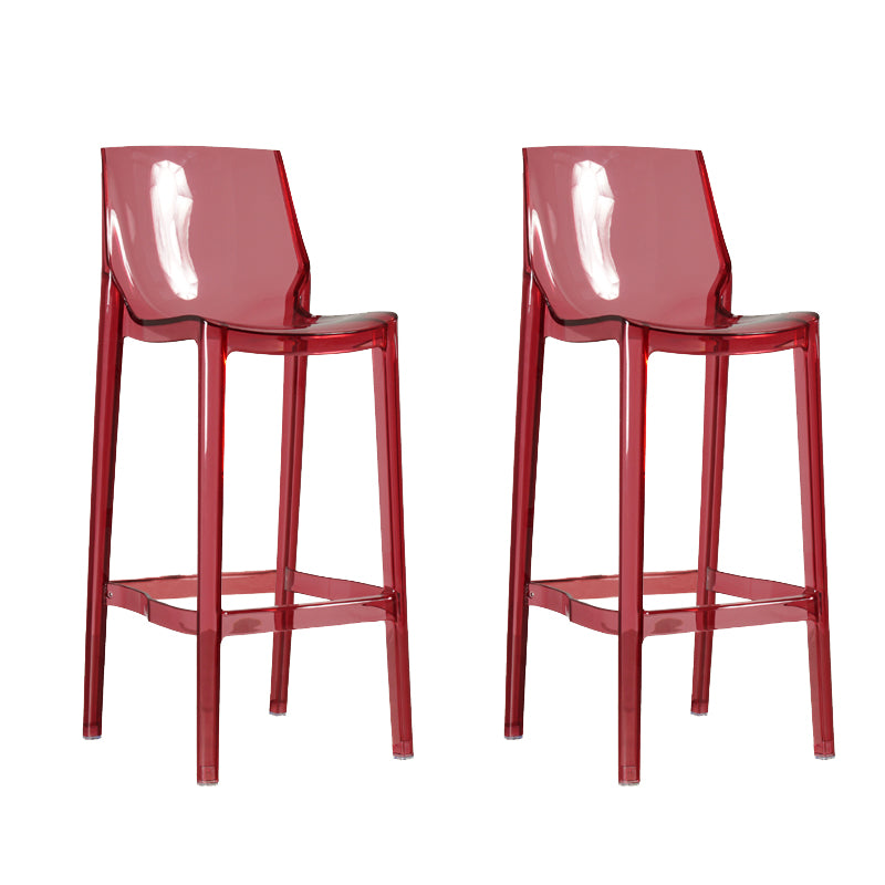 Contemporary Acrylic Backrest Counter High Stool with 4 Legs