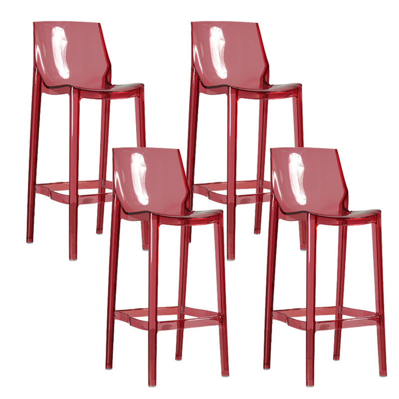 Contemporary Acrylic Backrest Counter High Stool with 4 Legs