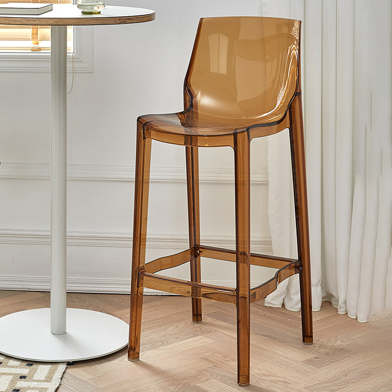 Contemporary Acrylic Backrest Counter High Stool with 4 Legs