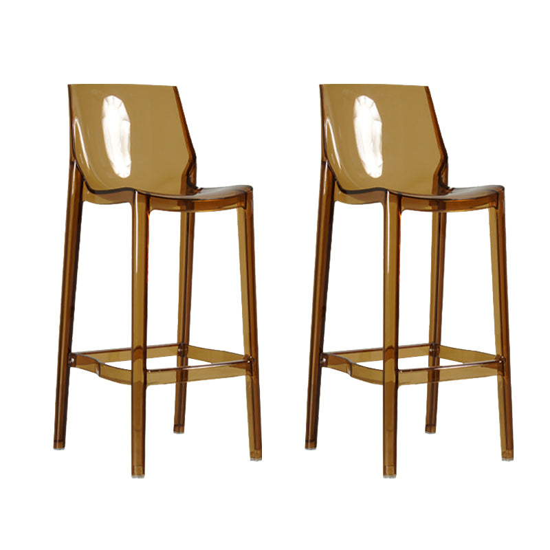 Contemporary Acrylic Backrest Counter High Stool with 4 Legs