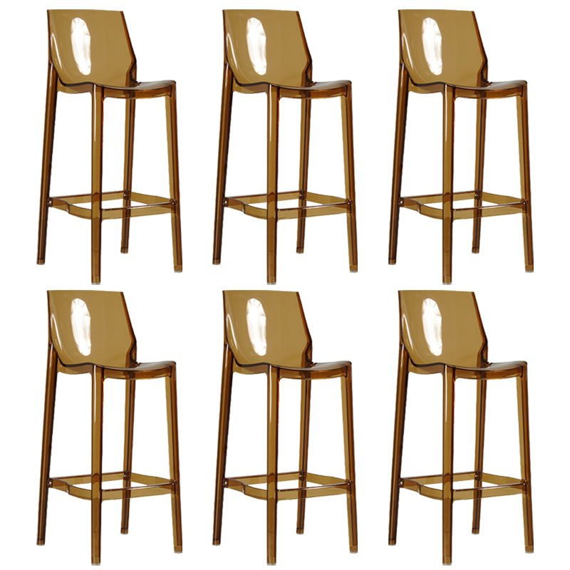 Contemporary Acrylic Backrest Counter High Stool with 4 Legs