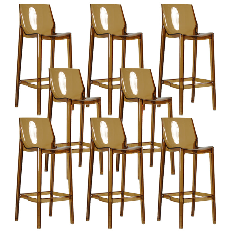 Contemporary Acrylic Backrest Counter High Stool with 4 Legs