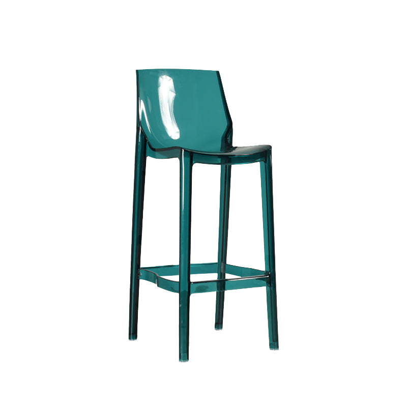 Contemporary Acrylic Backrest Counter High Stool with 4 Legs