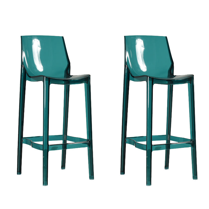 Contemporary Acrylic Backrest Counter High Stool with 4 Legs