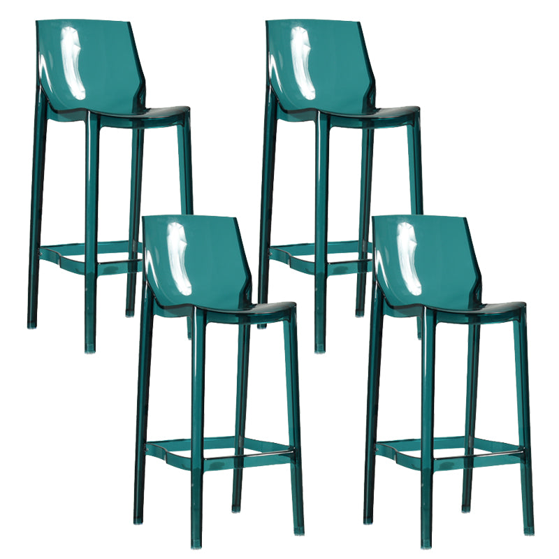 Contemporary Acrylic Backrest Counter High Stool with 4 Legs