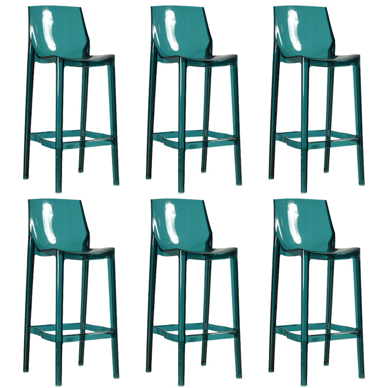Contemporary Acrylic Backrest Counter High Stool with 4 Legs