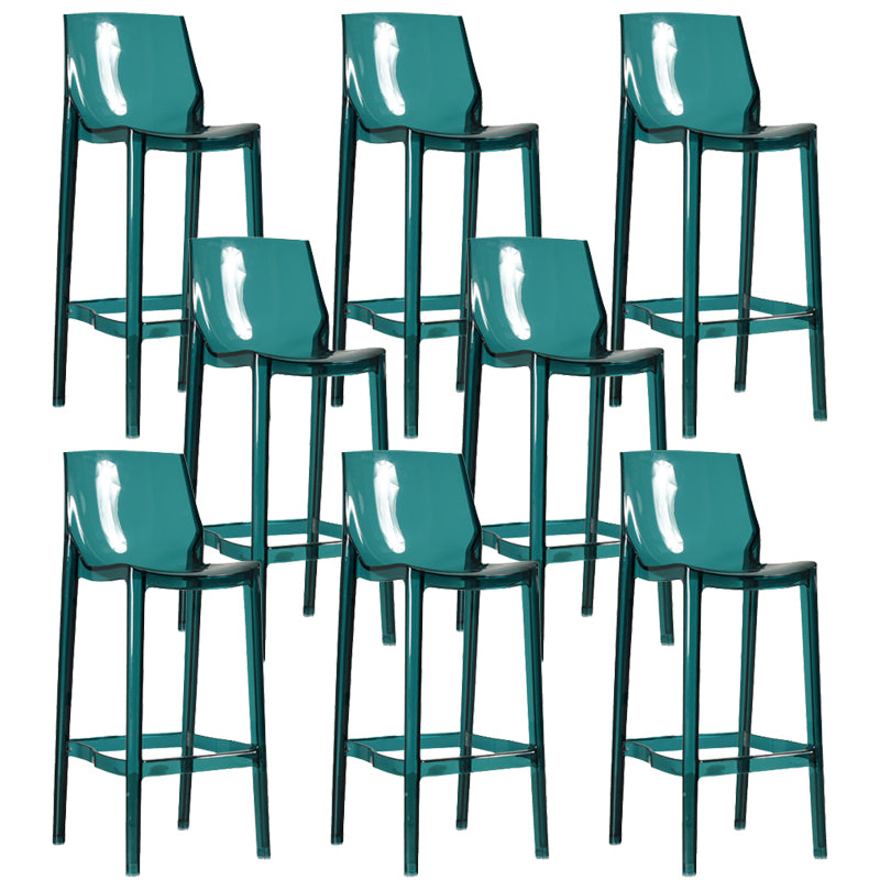Contemporary Acrylic Backrest Counter High Stool with 4 Legs