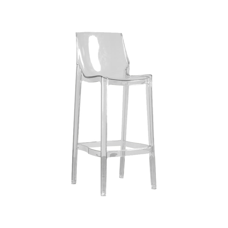 Contemporary Acrylic Backrest Counter High Stool with 4 Legs