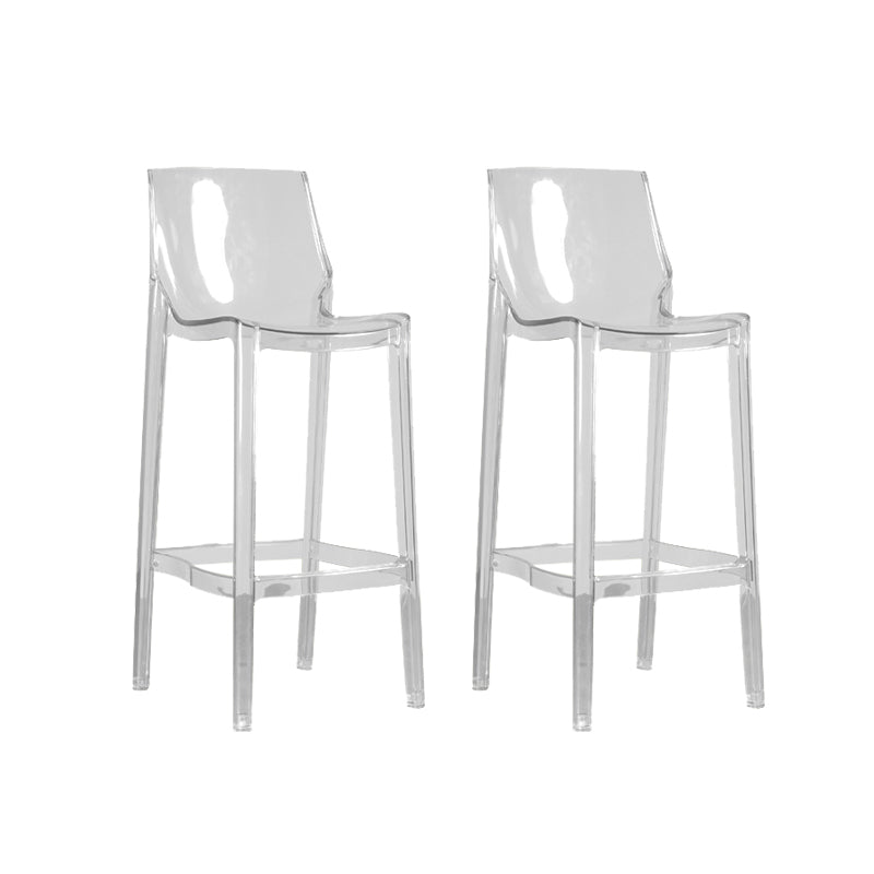 Contemporary Acrylic Backrest Counter High Stool with 4 Legs
