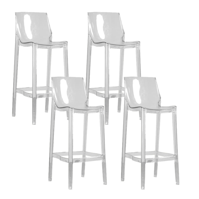 Contemporary Acrylic Backrest Counter High Stool with 4 Legs