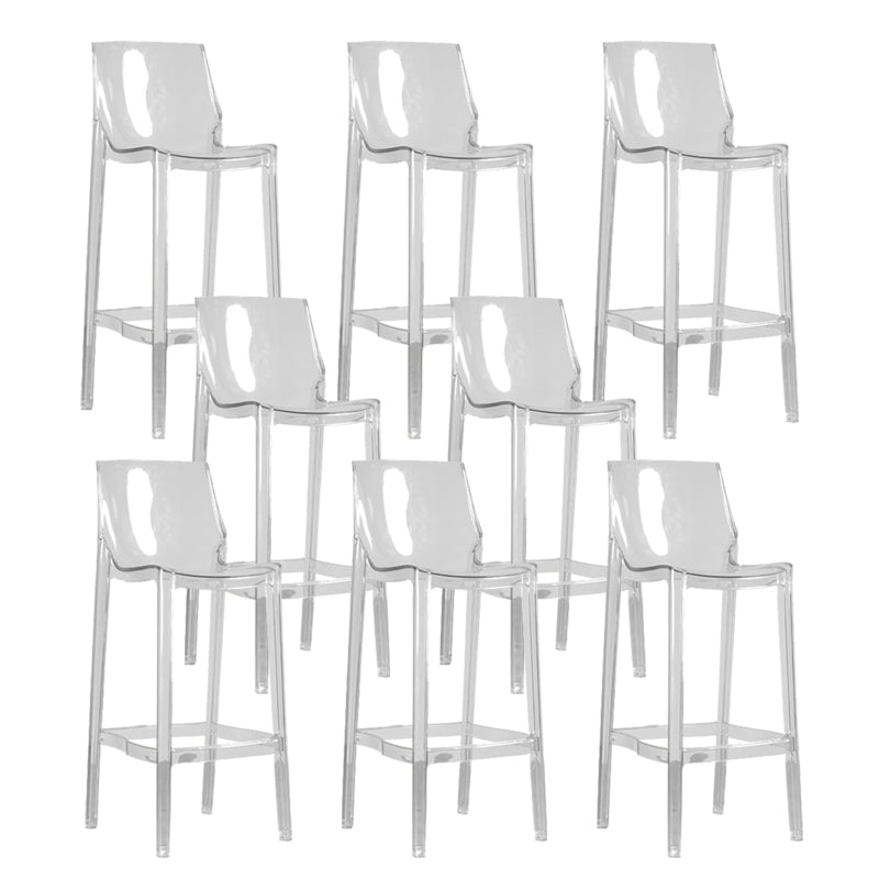 Contemporary Acrylic Backrest Counter High Stool with 4 Legs