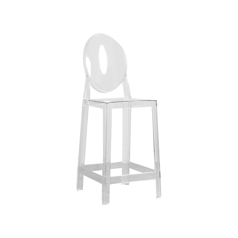 Contemporary Acrylic Backrest Counter High Stool with 4 Legs