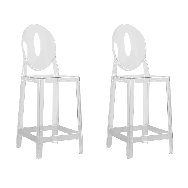 Contemporary Acrylic Backrest Counter High Stool with 4 Legs