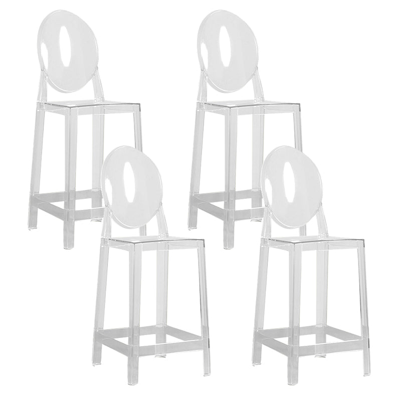Contemporary Acrylic Backrest Counter High Stool with 4 Legs
