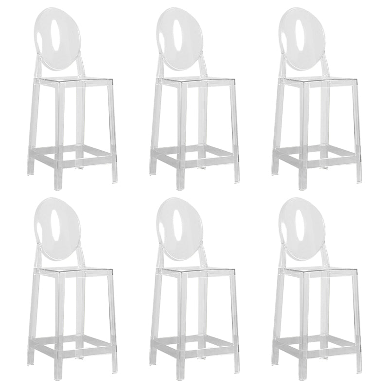 Contemporary Acrylic Backrest Counter High Stool with 4 Legs