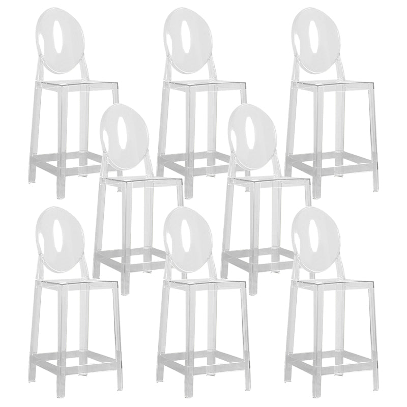 Contemporary Acrylic Backrest Counter High Stool with 4 Legs