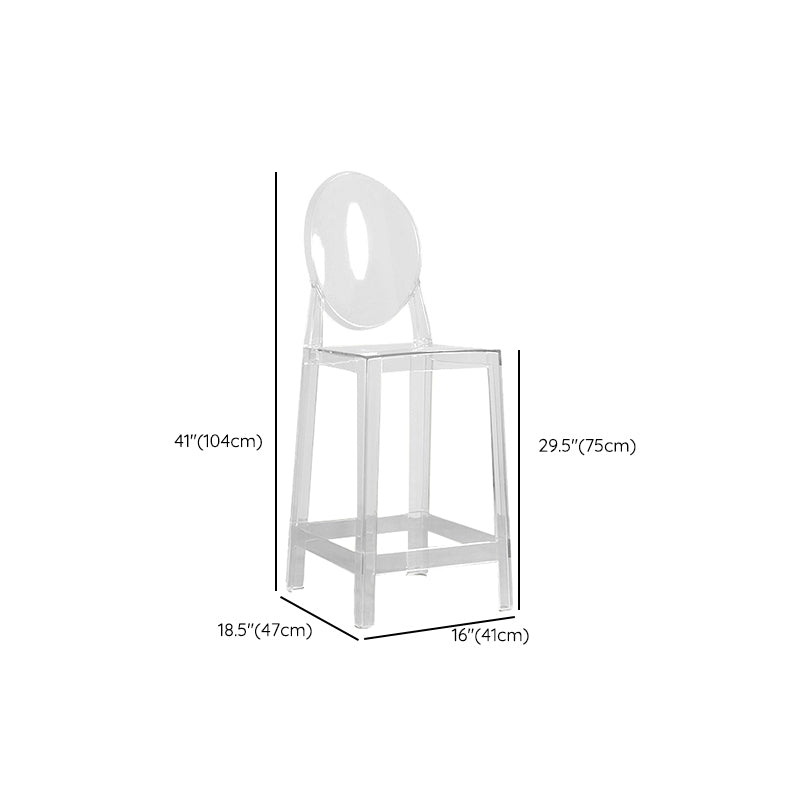 Contemporary Acrylic Backrest Counter High Stool with 4 Legs