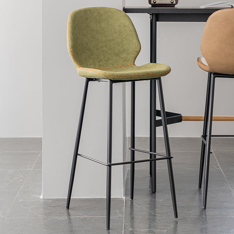 Industrial Indoor Upholstered Low Back Bar Stool with Metal Base