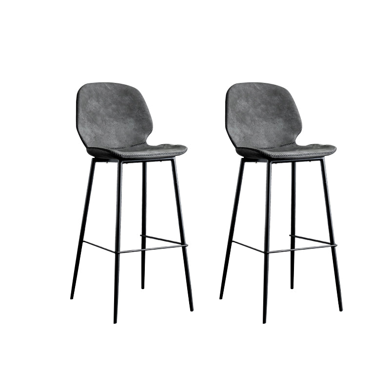 Industrial Indoor Upholstered Low Back Bar Stool with Metal Base