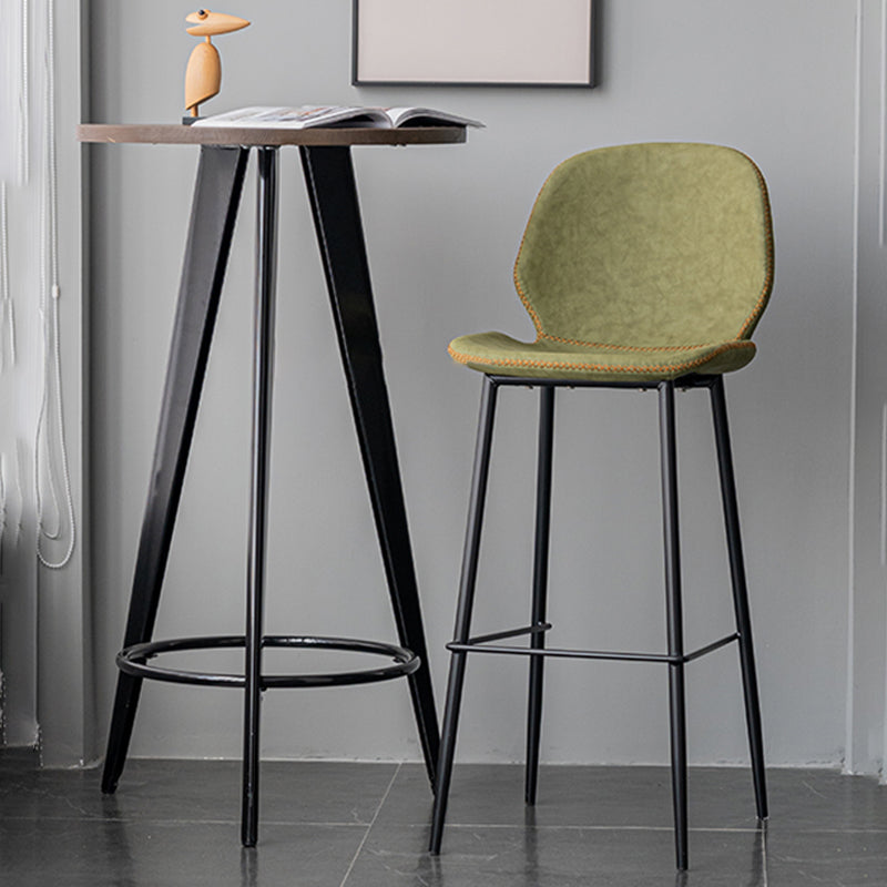 Industrial Indoor Upholstered Low Back Bar Stool with Metal Base
