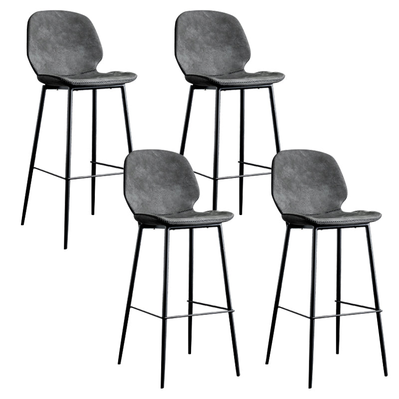 Industrial Indoor Upholstered Low Back Bar Stool with Metal Base