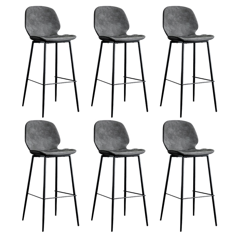 Industrial Indoor Upholstered Low Back Bar Stool with Metal Base