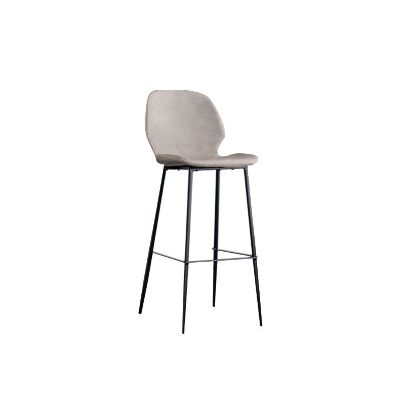 Industrial Indoor Upholstered Low Back Bar Stool with Metal Base