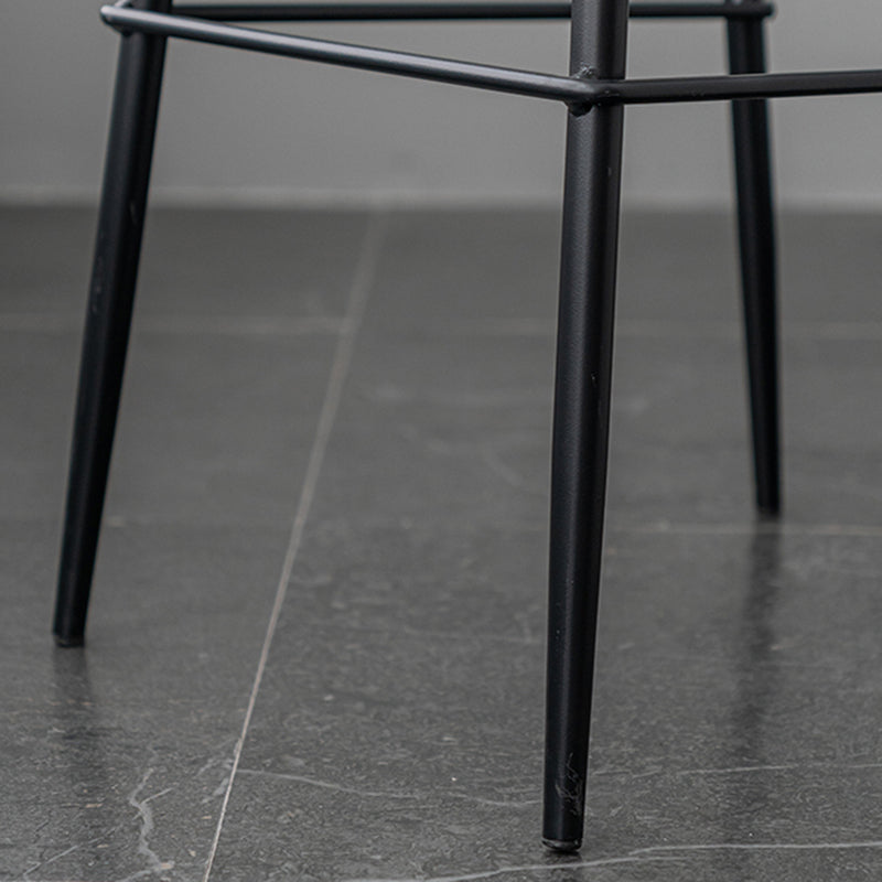 Industrial Indoor Upholstered Low Back Bar Stool with Metal Base