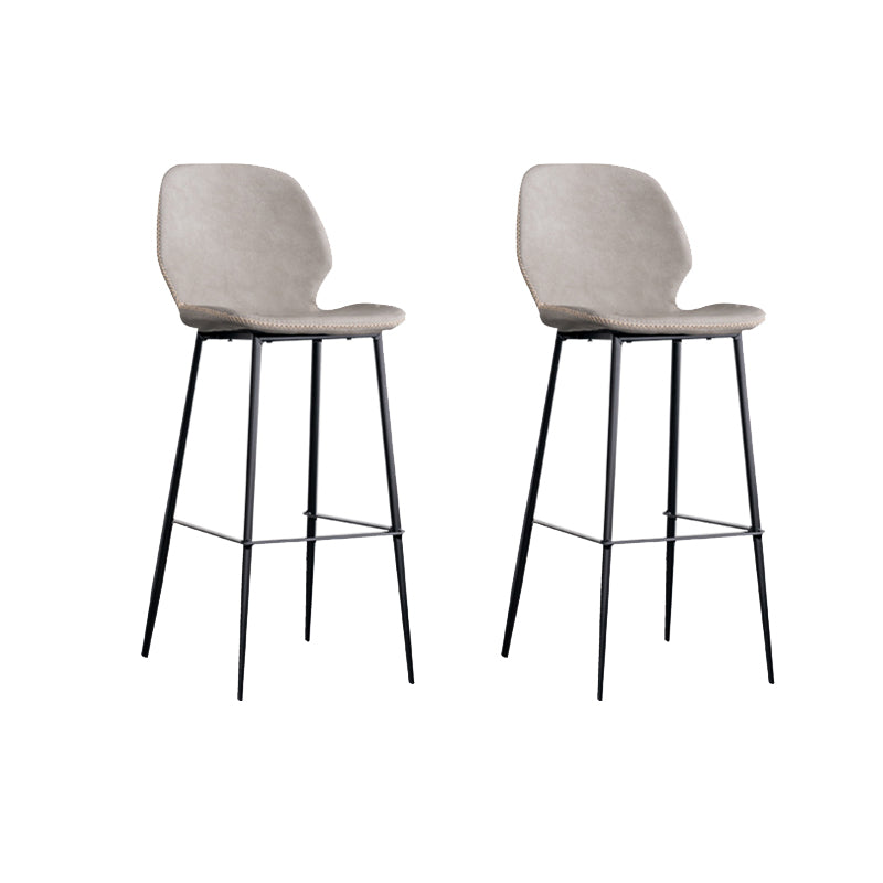 Industrial Indoor Upholstered Low Back Bar Stool with Metal Base